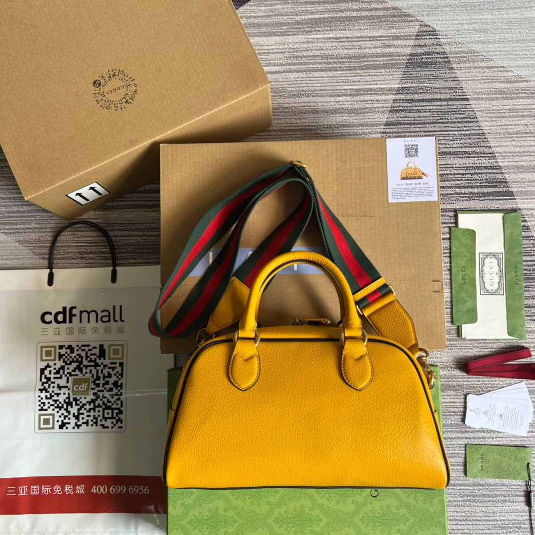 gg x Adidas Mini Duffle Bag Yellow For Women, Women’s Bags 12in/32cm gg