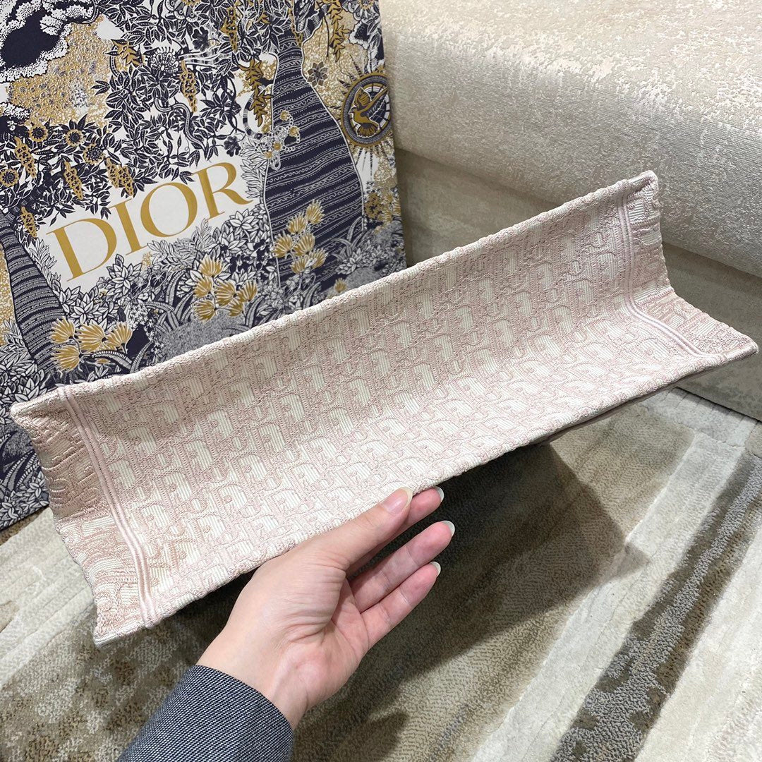 Top Quality Large Book Tote Rose Des Vents Oblique Embroidery, Pink, For Women Womens Handbags, Shoulder Bags, 42cm CD