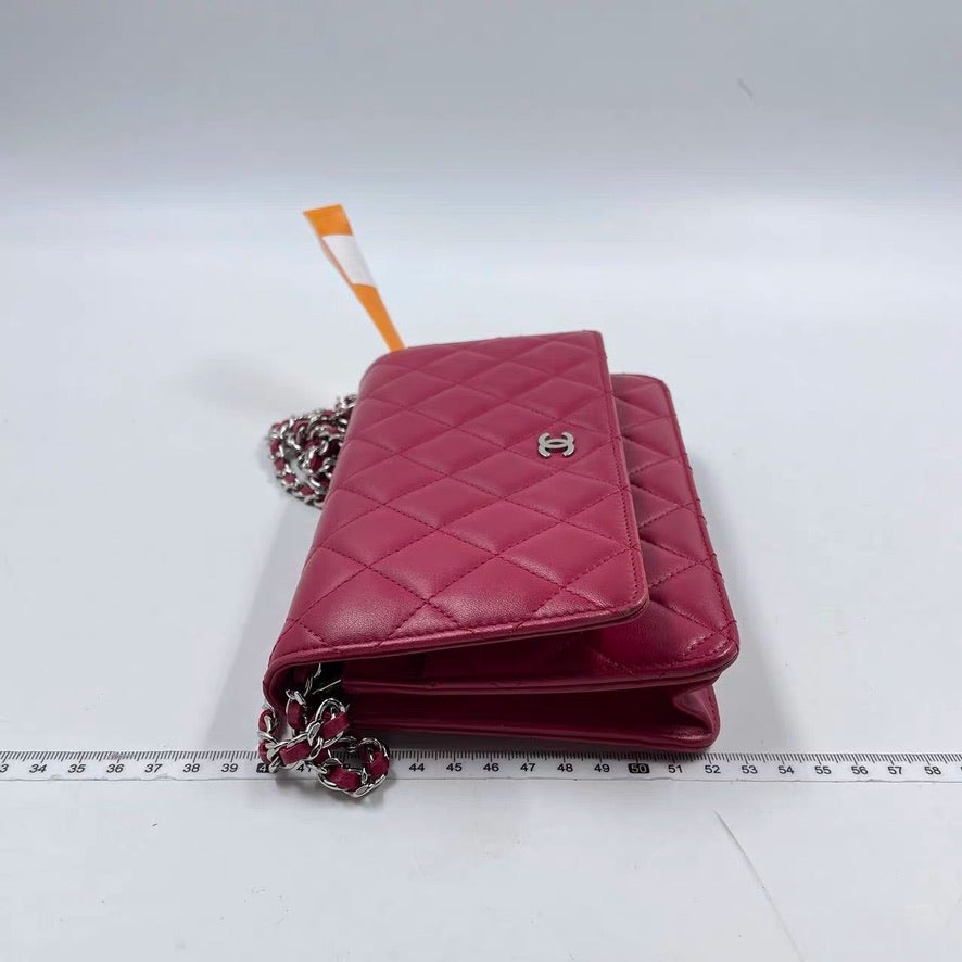 Chanel Wallet on Chain WOC Fuchsia Lambskin Leather