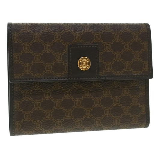 Luxury CELINE Macadam Canvas Wallet PVC Leather Brown  37771