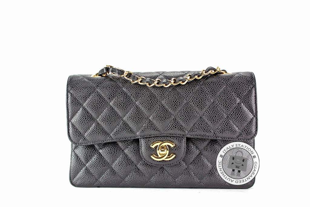 Chanel A Classic CC Black Caviar Small Shoulder Bags Ghw