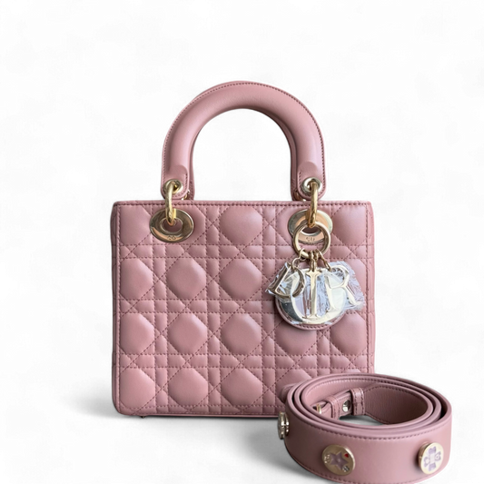 Dior Lady Small - Cannage Lambskin Blush Gold Hardware