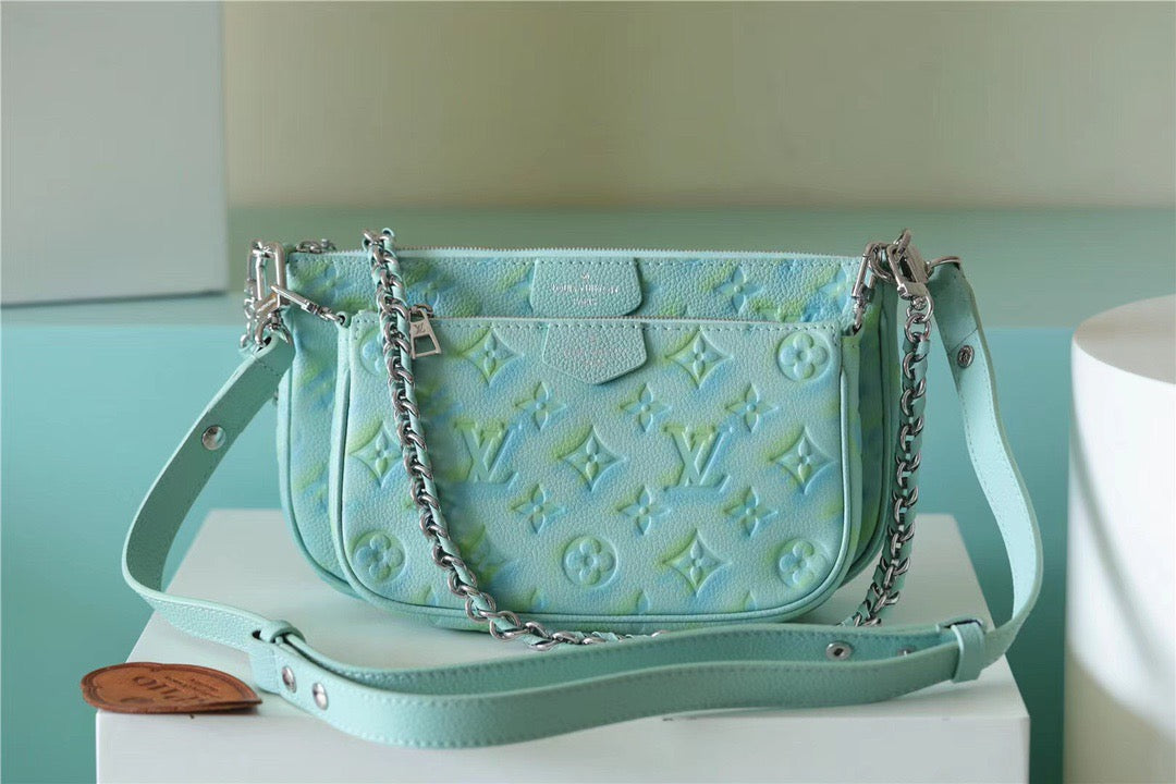 Top Quality Multi Pochette Accessoires Monogram Empreinte Vert D’eau Green For Women, Womens Handbags 9.4in/24cm Top Quality M46180