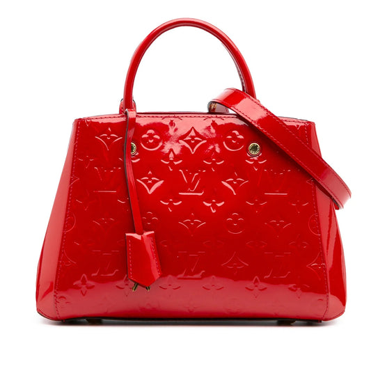 Red Louis Vuitton Monogram Vernis Montaigne BB Satchel