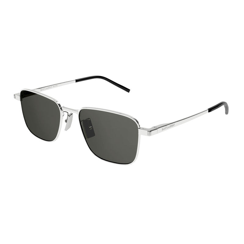 Saint Laurent Sunglasses Square Full Rim, Silver Frame and Grey Lens SL529002