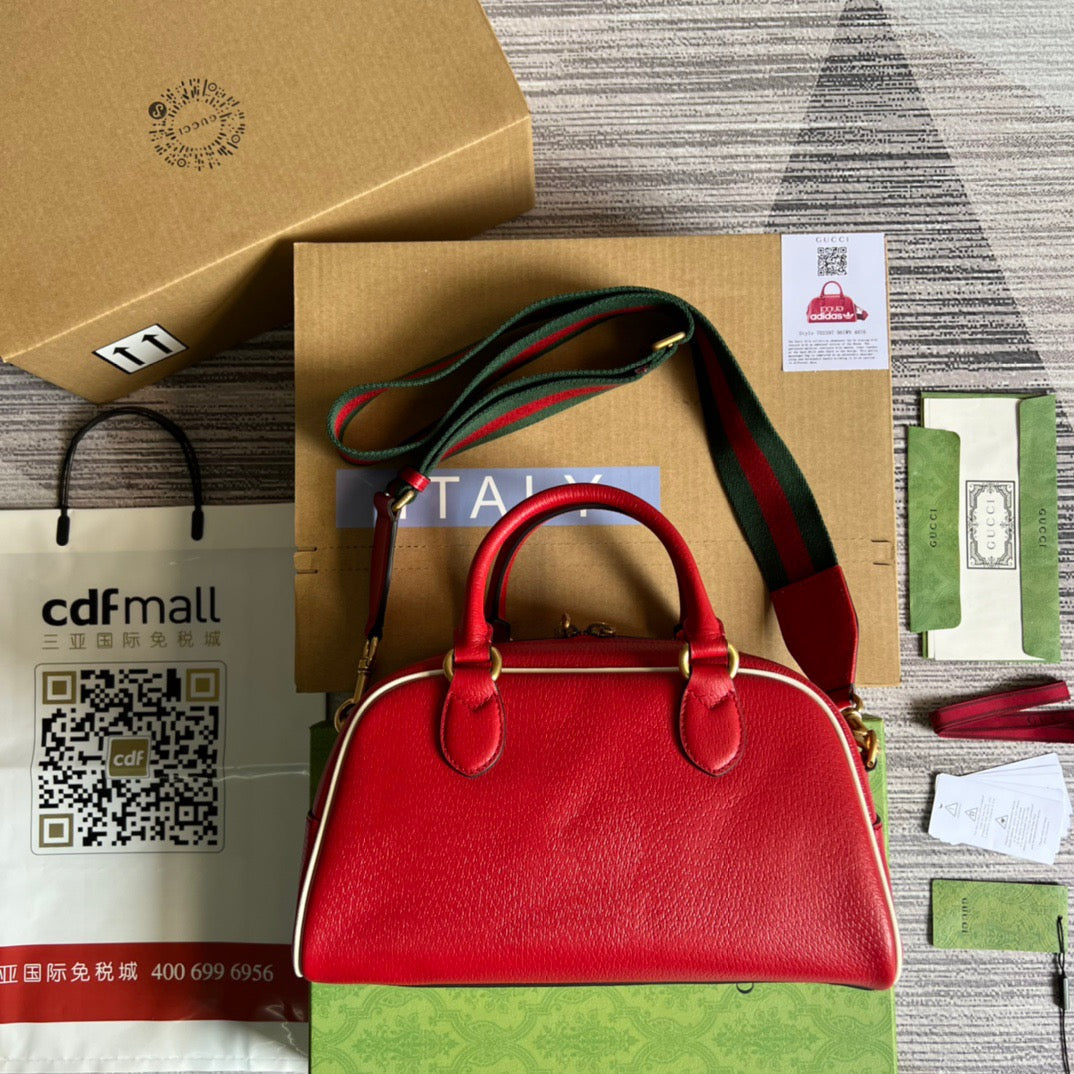 gg x Adidas Mini Duffle Bag Red For Women, Women’s Bags 12in/32cm gg 702397 U3ZCT 6563