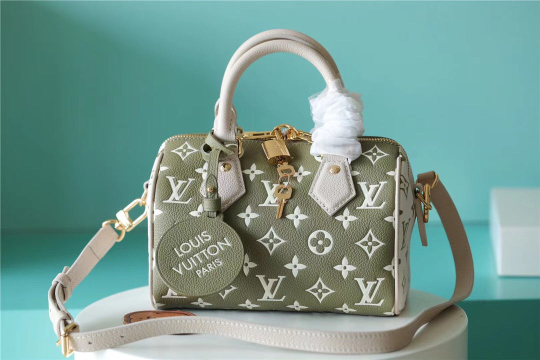 Top Quality Speedy Bandouliere 20 PM Monogram Empreinte Khaki Green / Beige / CreamFor Women,  Shoulder And Crossbody Bags 20.5cm/8.1in Top Quality M46118