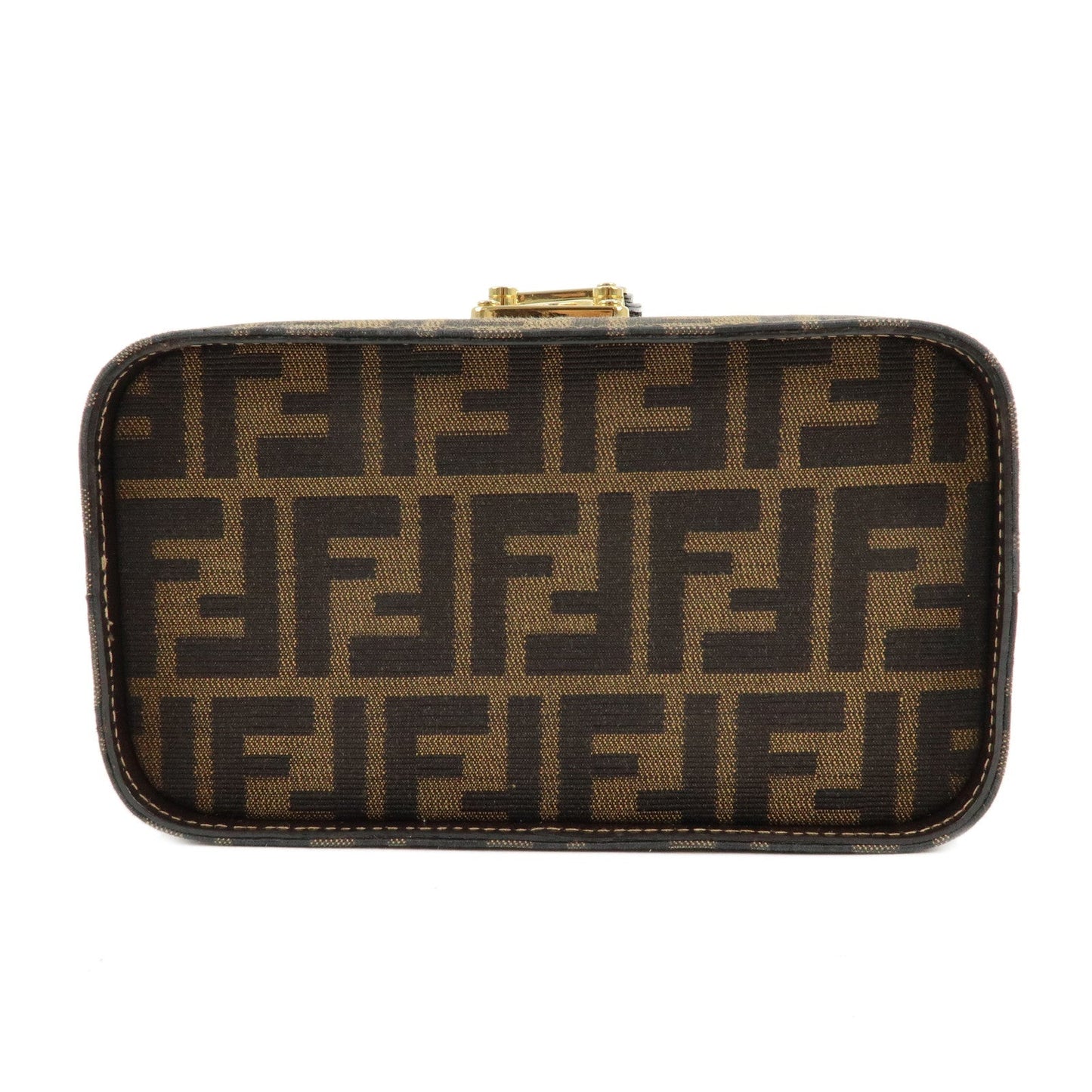 FENDI Zucca Canvas Leather 2Way Vanity Bag Brown Black 914931  d