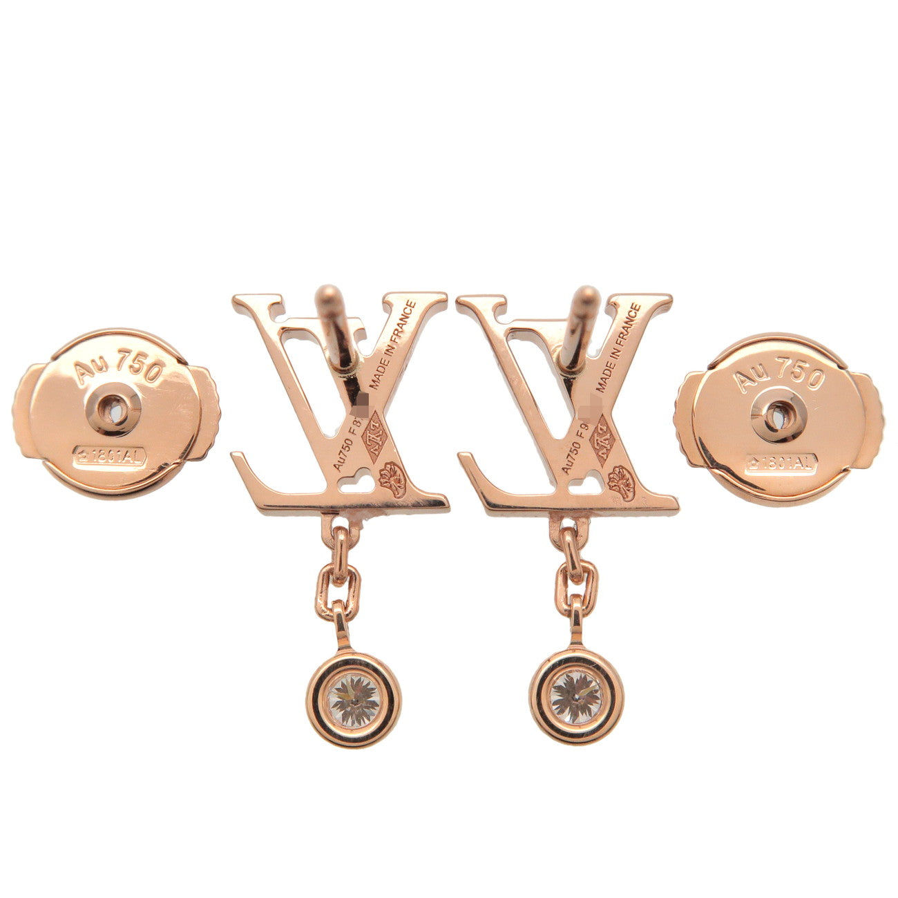 Louis Vuitton Puce Idylle Blossom LV Diamond Earrings K18YG Q96495  d