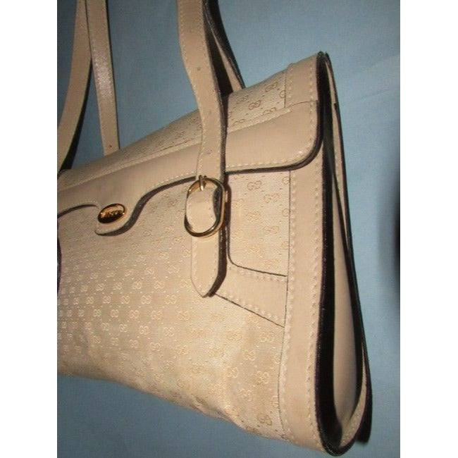 Gucci   White Small G Logo Print Canvas And White Leather