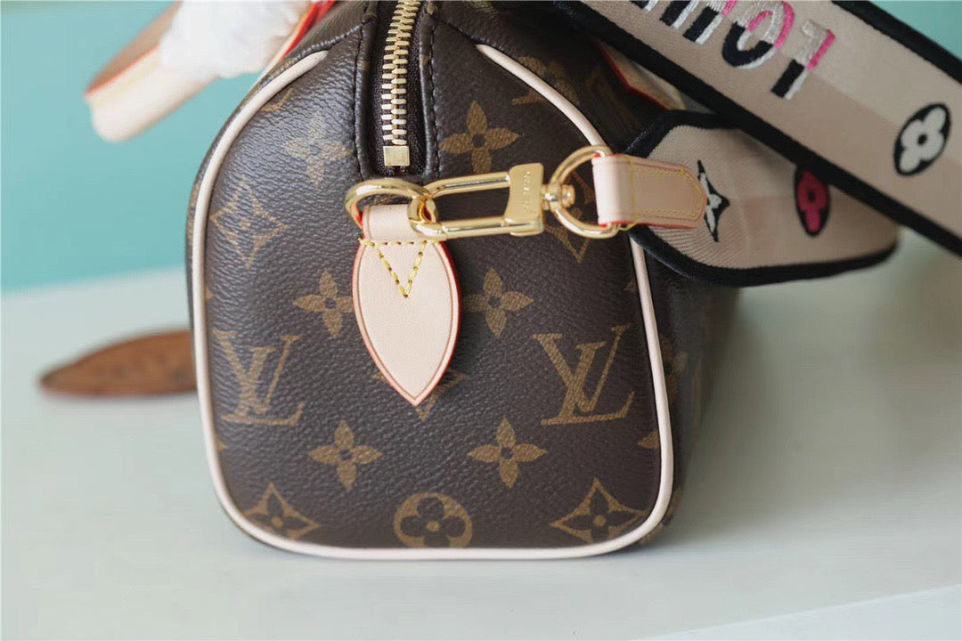 Top Quality Speedy Bandouliere 20 Monogram Canvas Black For Women,  Shoulder And Crossbody Bags 20cm/7.9in Top Quality M46234