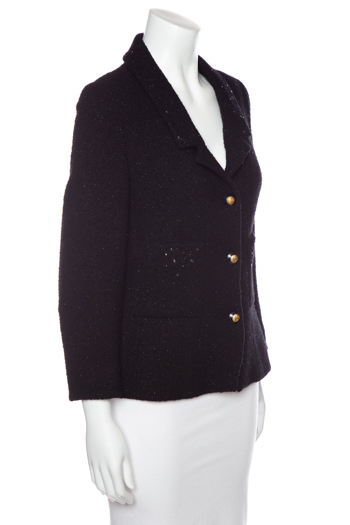 Chanel   1993 Autumn Black Glitter and Sequins Detail Jacket SZ 46