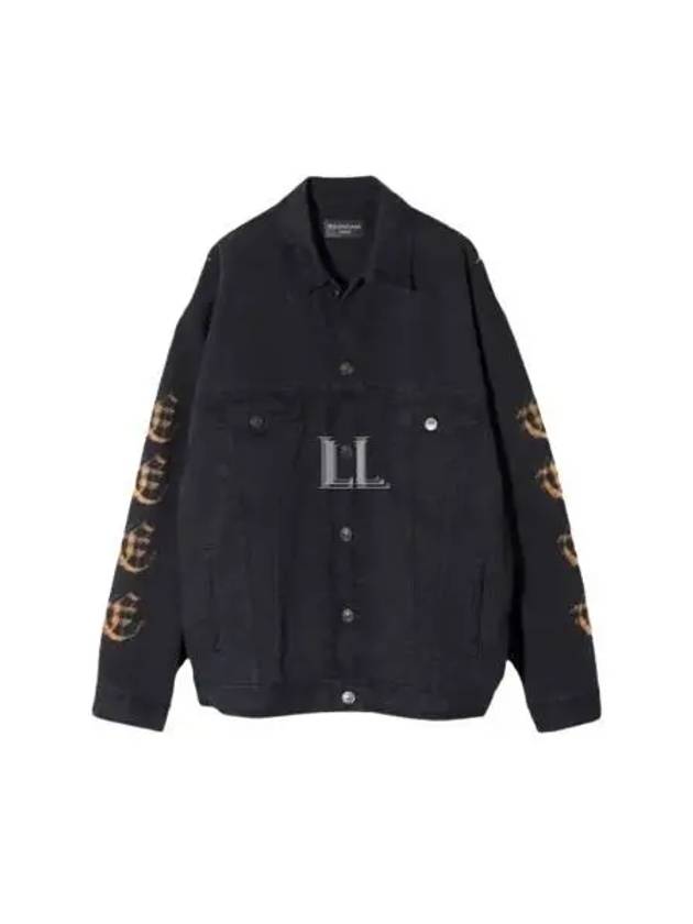 Luxury Balenciaga Trending 2025 Peach Large Fit Denim Jacket Black