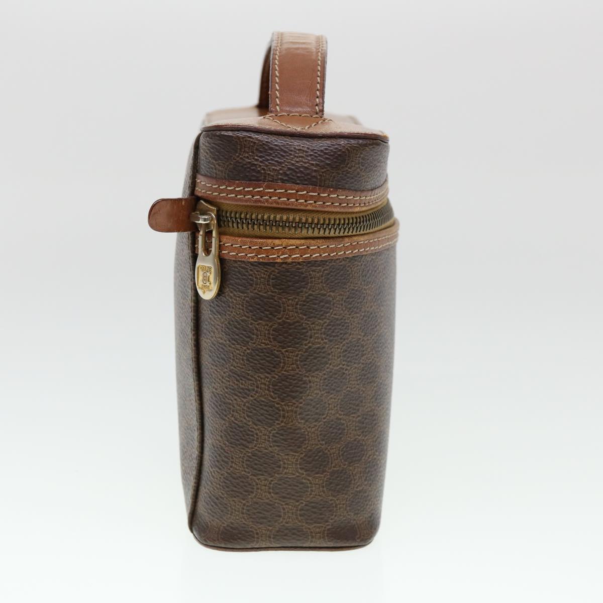 Luxury CELINE Macadam Canvas Hand Bag PVC Leather Brown  38356