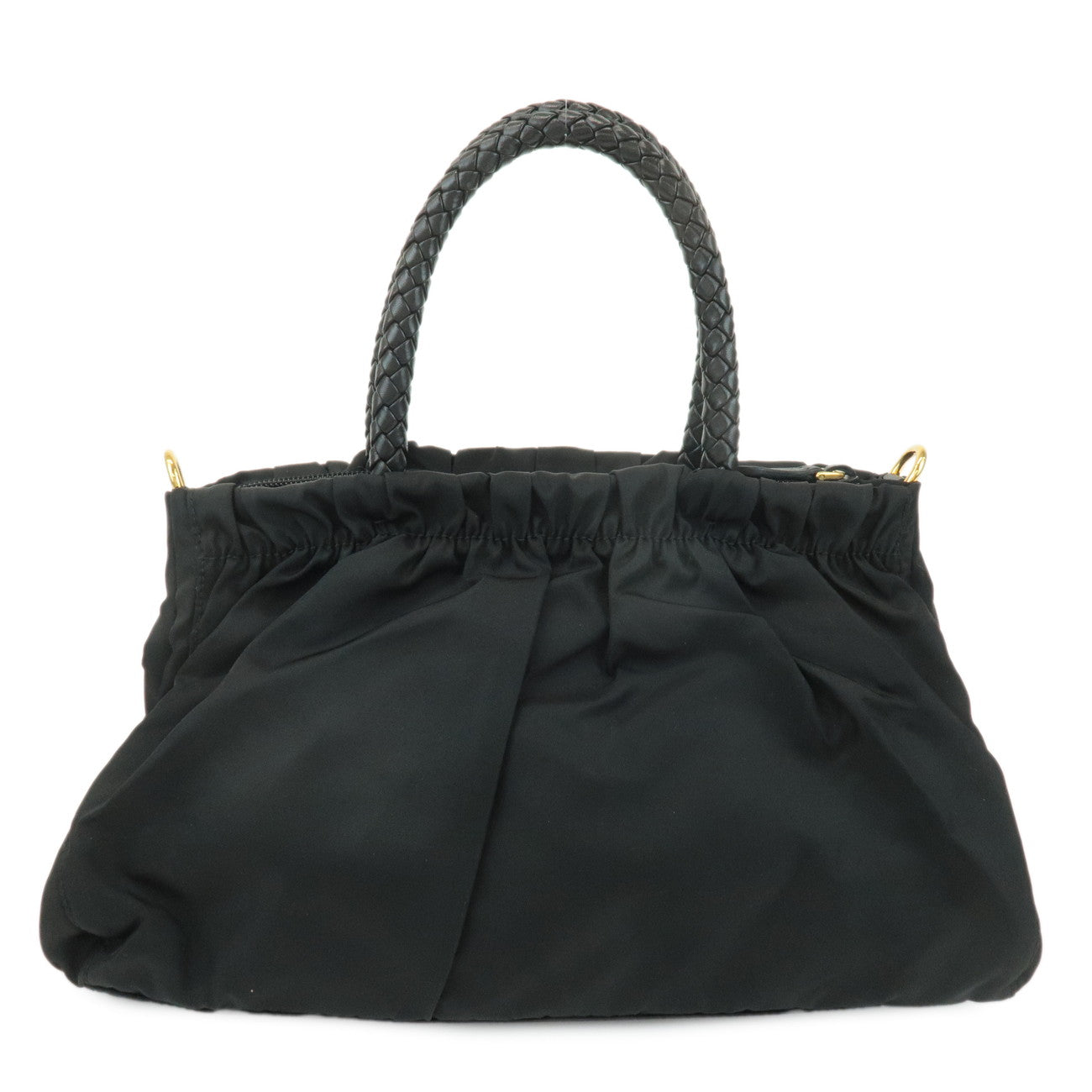 PRADA Nylon Leather Ribbon 2Way Hand Bag Shoulder Bag Black BN1631  d