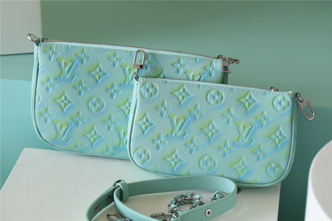 Top Quality Multi Pochette Accessoires Monogram Empreinte Vert D’eau Green For Women, Womens Handbags 9.4in/24cm Top Quality M46180