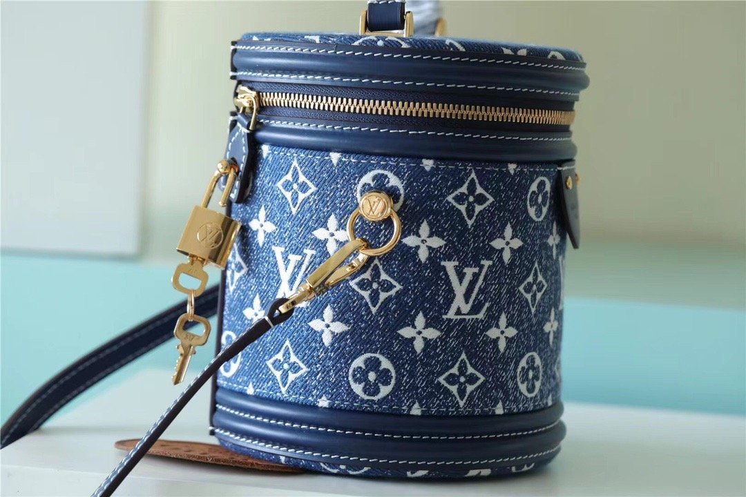 Top Quality Cannes Monogram Denim By Nicolas Ghesquiere For Women, Womens Bags, Shoulder And Crossbody Bags 6.7in/17cm Top Quality