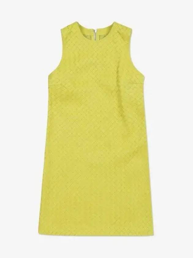 Luxury Bottega Veneta Intrecciato Leather Midi Dress Yellow
