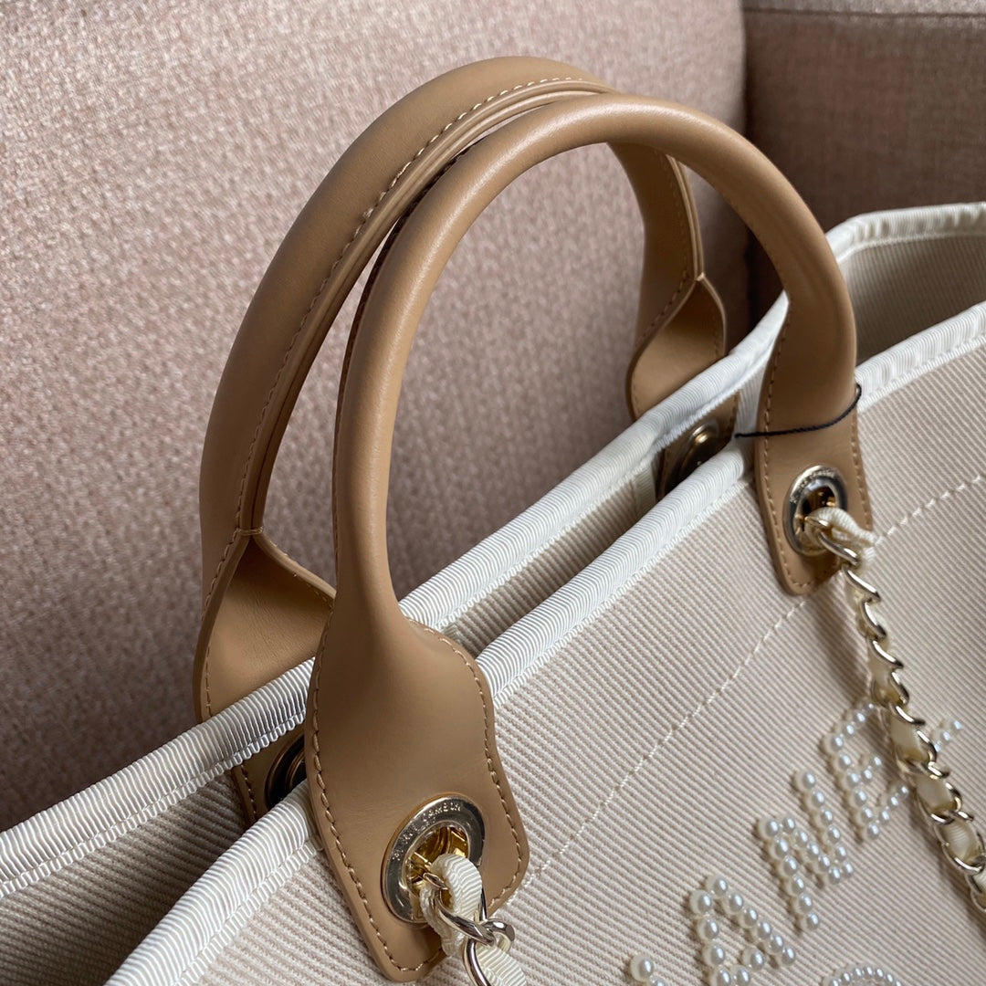 CHL Deauville Tote Tweed Bag Summer Collection White For Women 15.7in/40cm
