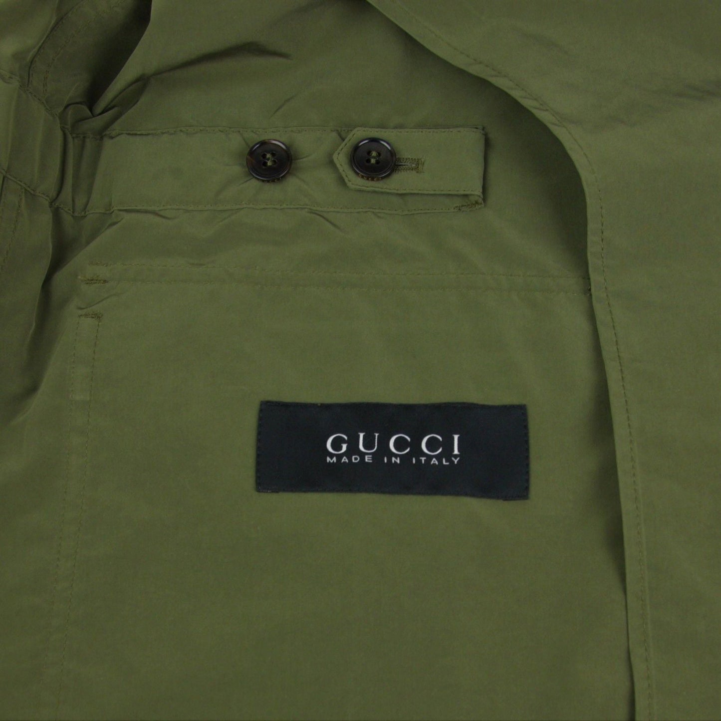 Gucci Men's Soft Popeline Army Green Polyester Polyamide Peacoat