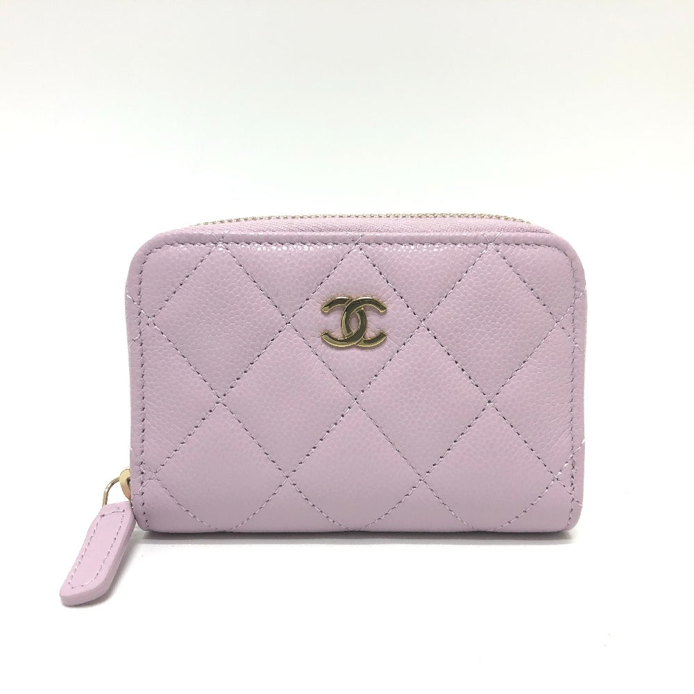 CHANEL Coin case AP0216 Caviar skin purple COCO Mark Matelasse Classic Zip Women  d