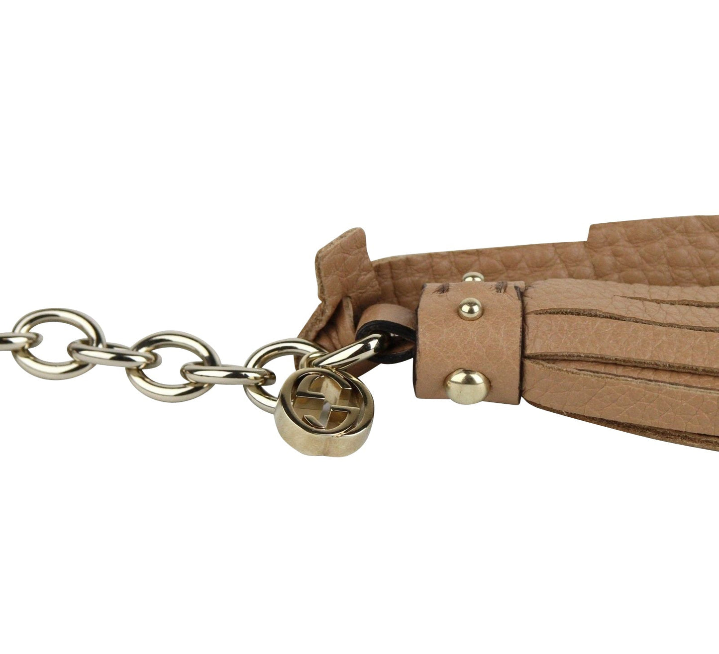 Gucci Women's Chain Tassel Gold / Beige Leather Belt (85 / 34)