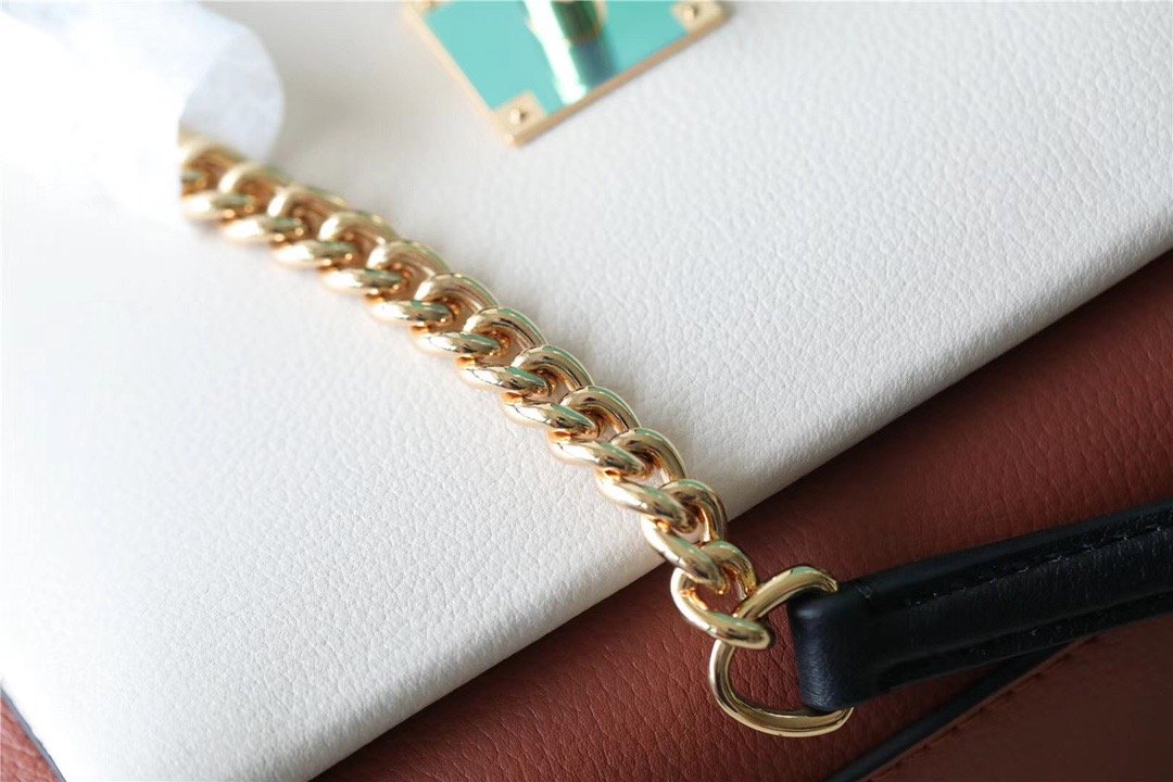 Top Quality Mylockme Chain Bag Brown/ Quartz White For Women,  Shoulder and Crossbody Bags 8.9in/22.5cm Top Quality