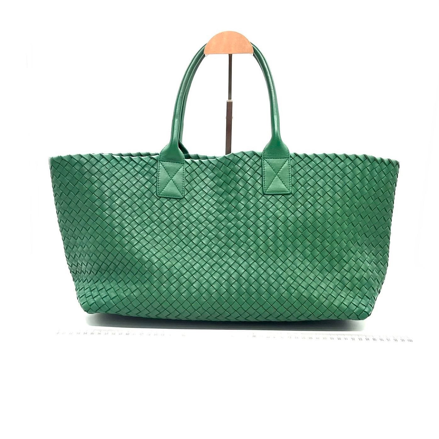 Bottega Veneta Cabat Large Intreccio Leather Tote Bag Dark Green with Pouch 40cm