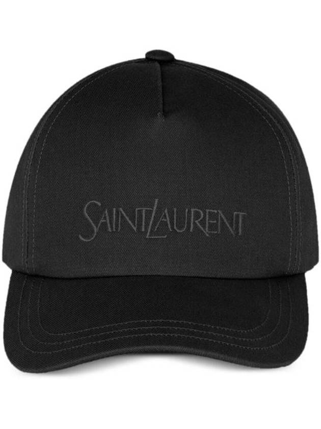 Luxury Saint Laurent Trending 2025 Embroidered Logo Gabardine Weave Cotton Ball Cap Black