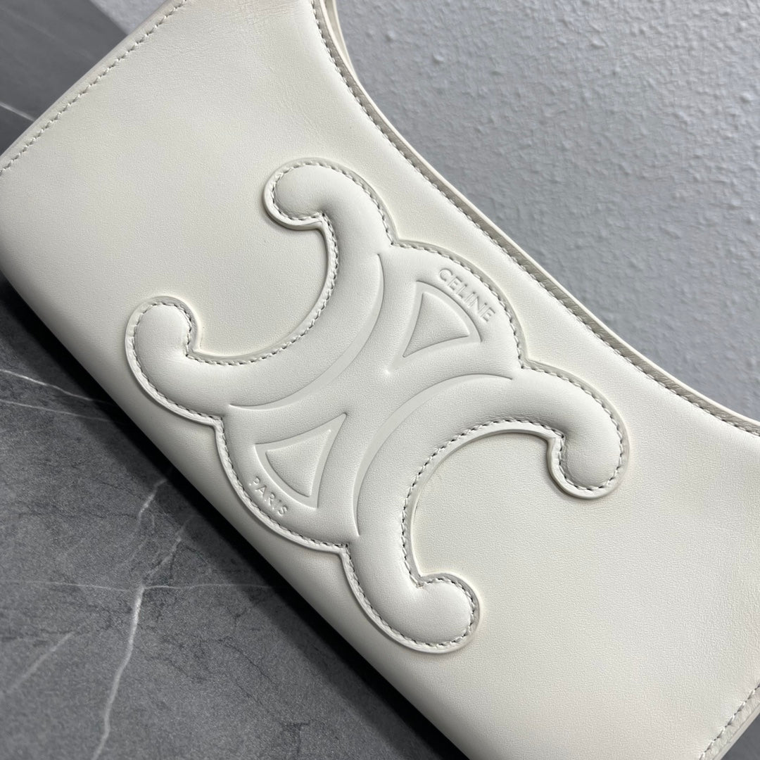 Top Quality Cuir Triomphe Shoulder Bag White For Women 9.4in/24cm