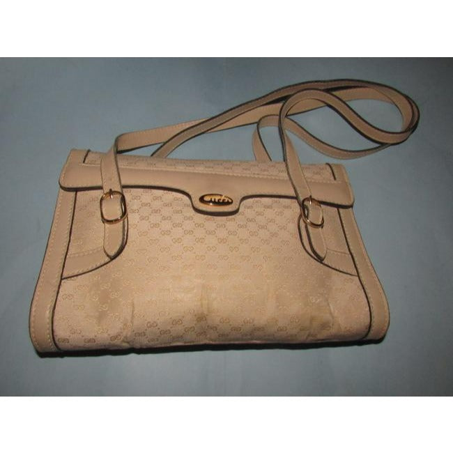 Gucci   White Small G Logo Print Canvas And White Leather