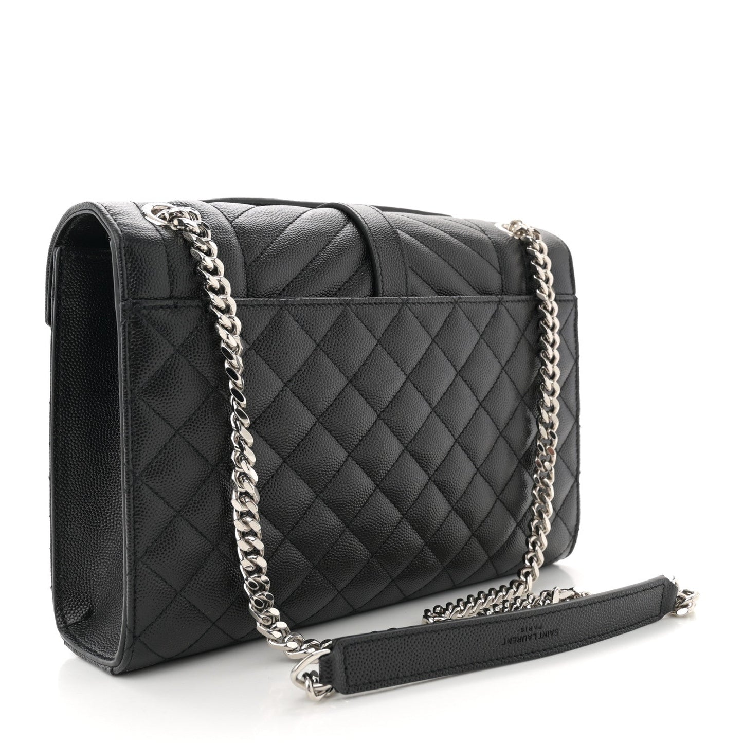 Saint Laurent Grain De Poudre Textured Mixed Matelasse Triquilt Medium Monogram Satchel Black
