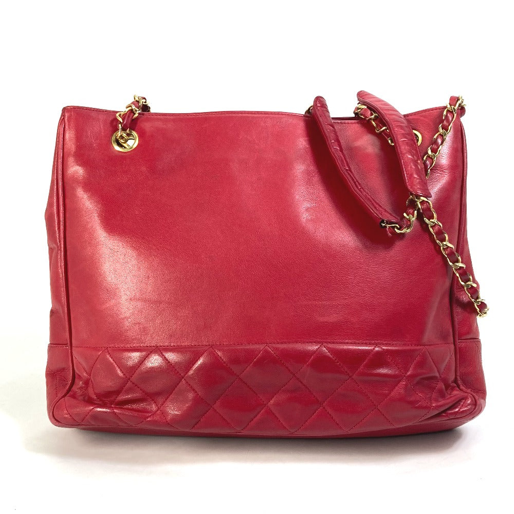 CHANEL Shoulder Bag leather Red   quilting matelasse Women