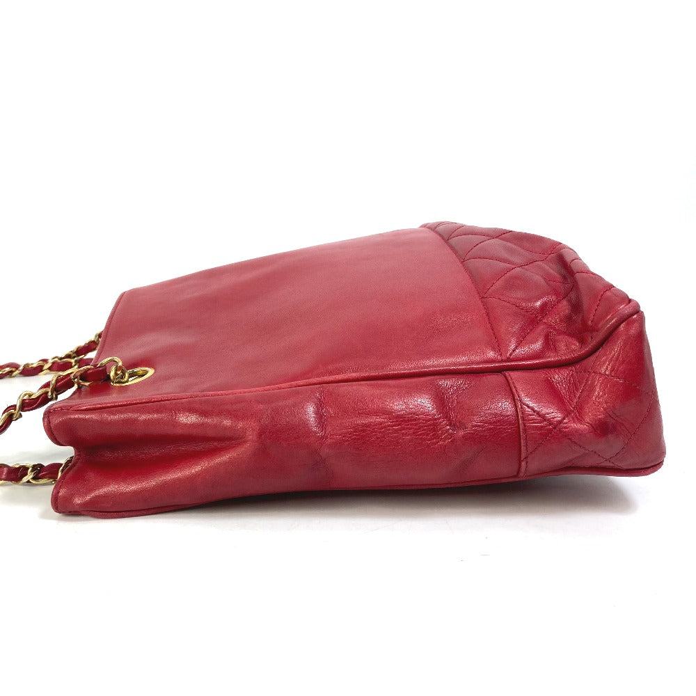 CHANEL Shoulder Bag leather Red   quilting matelasse Women
