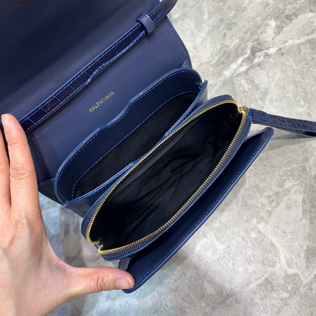 Top Quality B Small Lizard Effect Cross-body Bag In Dark Blue, For Women,  Bags 7in/18cm