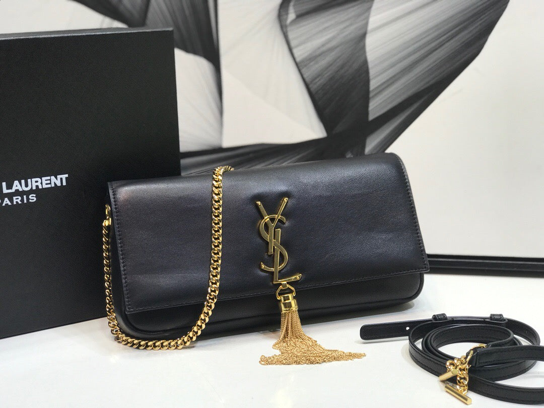 Top Quality Kate Tassel Small Shoulder Bag Black For Women 10.2in/26cm YSL P00483545