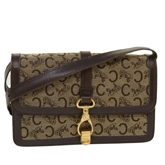 Luxury CELINE C Macadam Canvas Horse Carriage Shoulder Bag Brown  39949