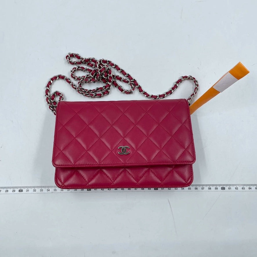 Chanel Wallet on Chain WOC Fuchsia Lambskin Leather