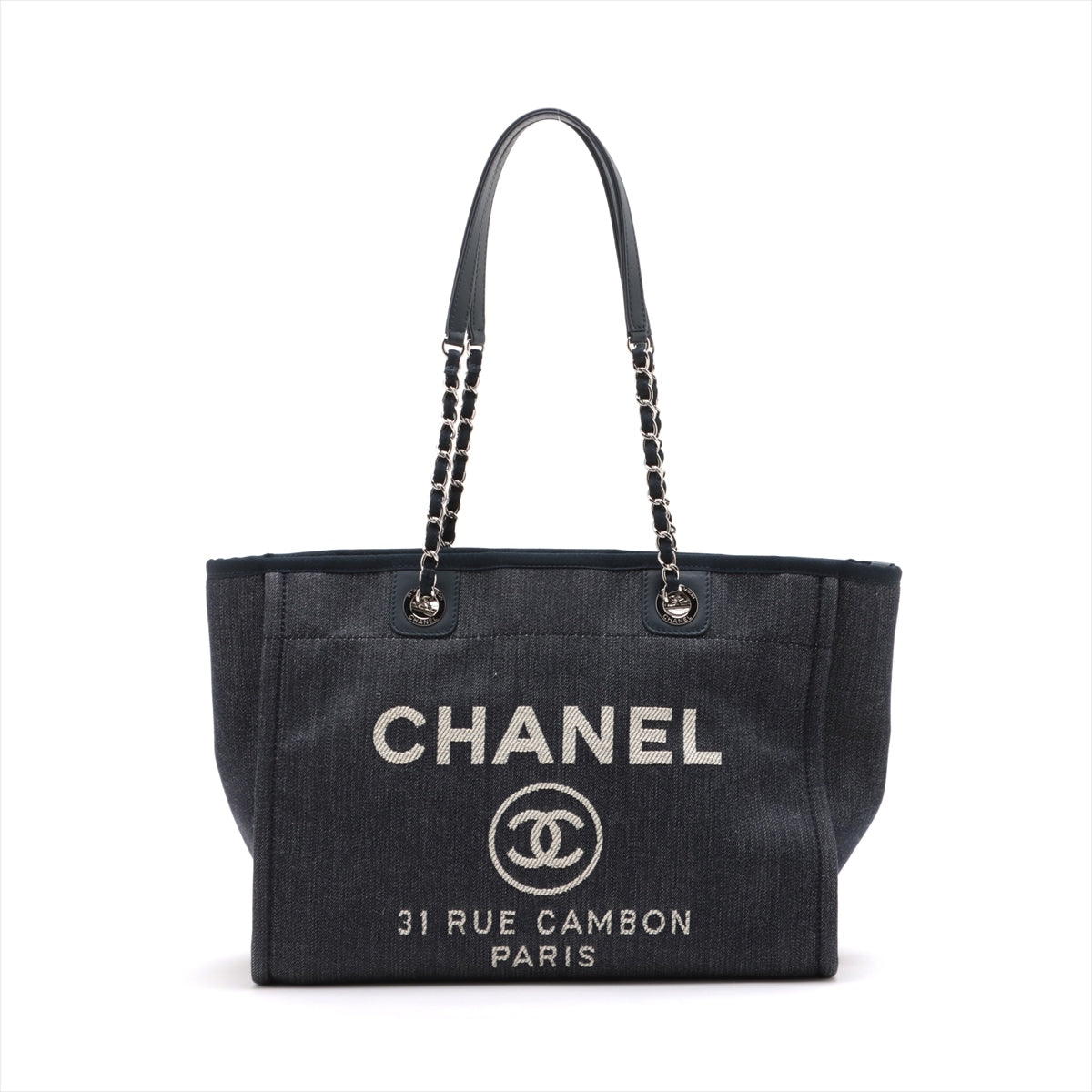 Chanel Deauville MM Denim Chaintot Bag Navy G