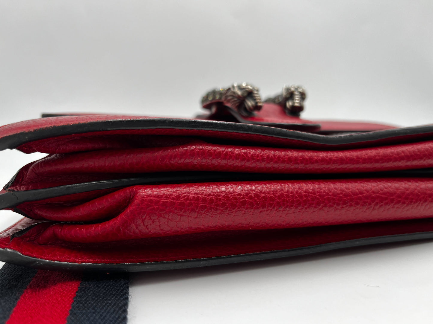 Gucci Dionysus Bamboo Top Handle Bag Leather Red Leather Handbag ( )