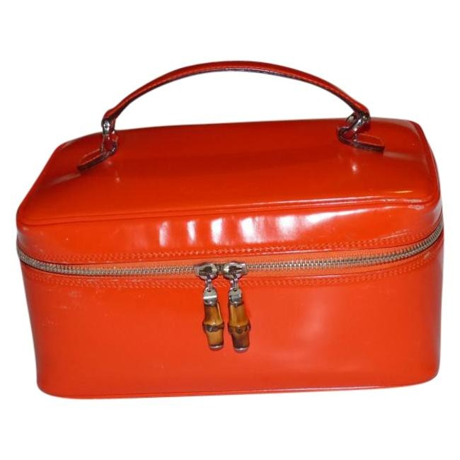 Gucci   Reddish Orange Glossy Leather Satchel