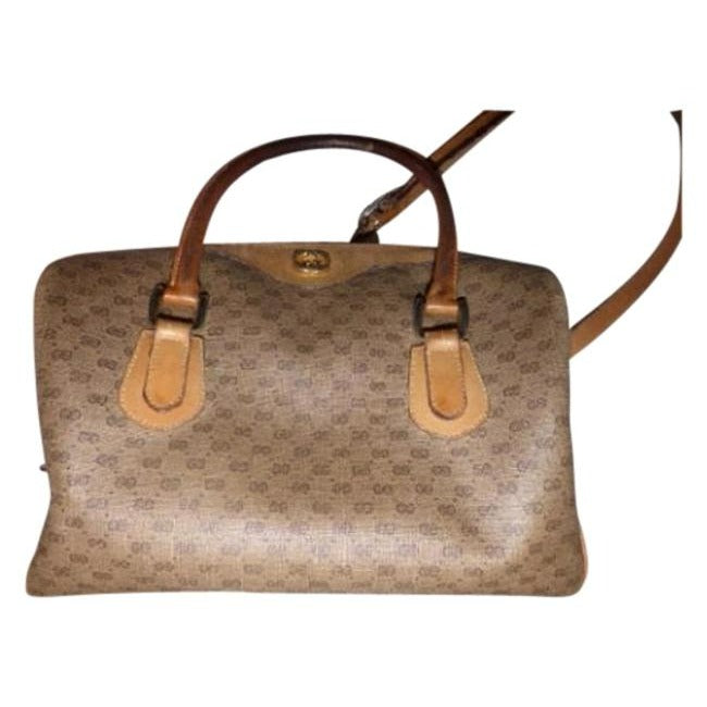 SALE!  , Gucci, brown micro Guccissima print coated canvas and camel leather two-way style Boston bag satchel with a detachable shoulder strap