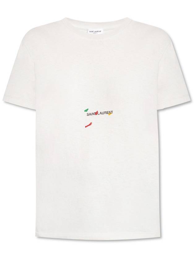 Luxury Saint Laurent Trending 2025 Color Print Short Sleeve T-Shirt Grey