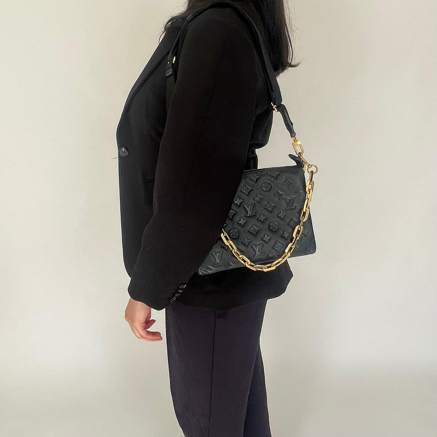 Louis Vuitton Black Coussin PM With Gold Hardware