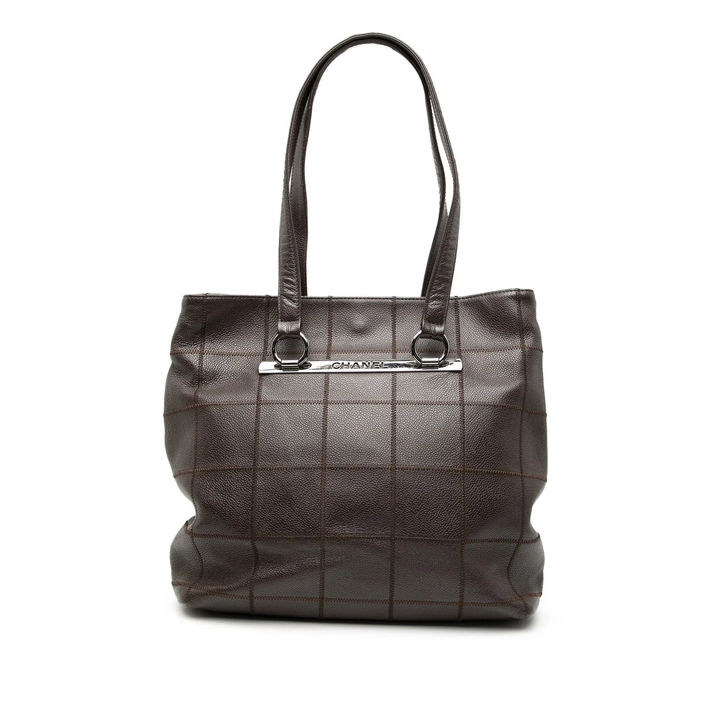 Brown Chanel Chocolate Bar Stitched Caviar Tote