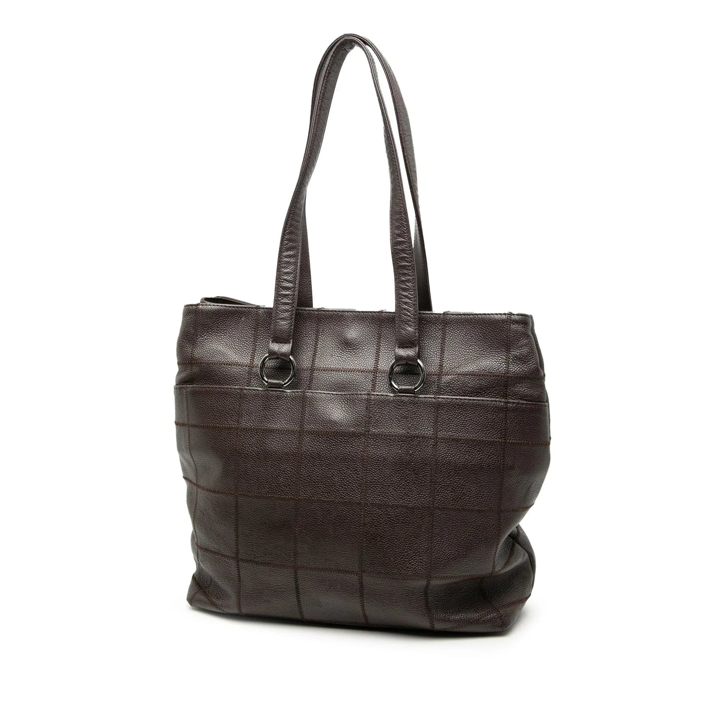 Brown Chanel Chocolate Bar Stitched Caviar Tote
