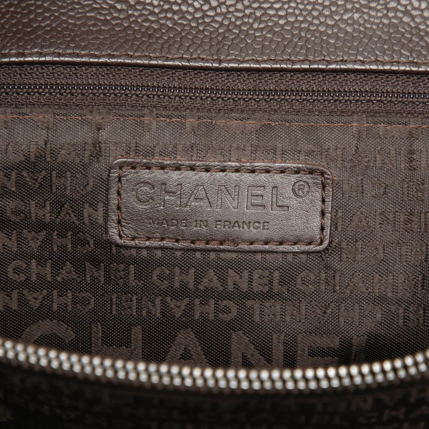 Brown Chanel Chocolate Bar Stitched Caviar Tote
