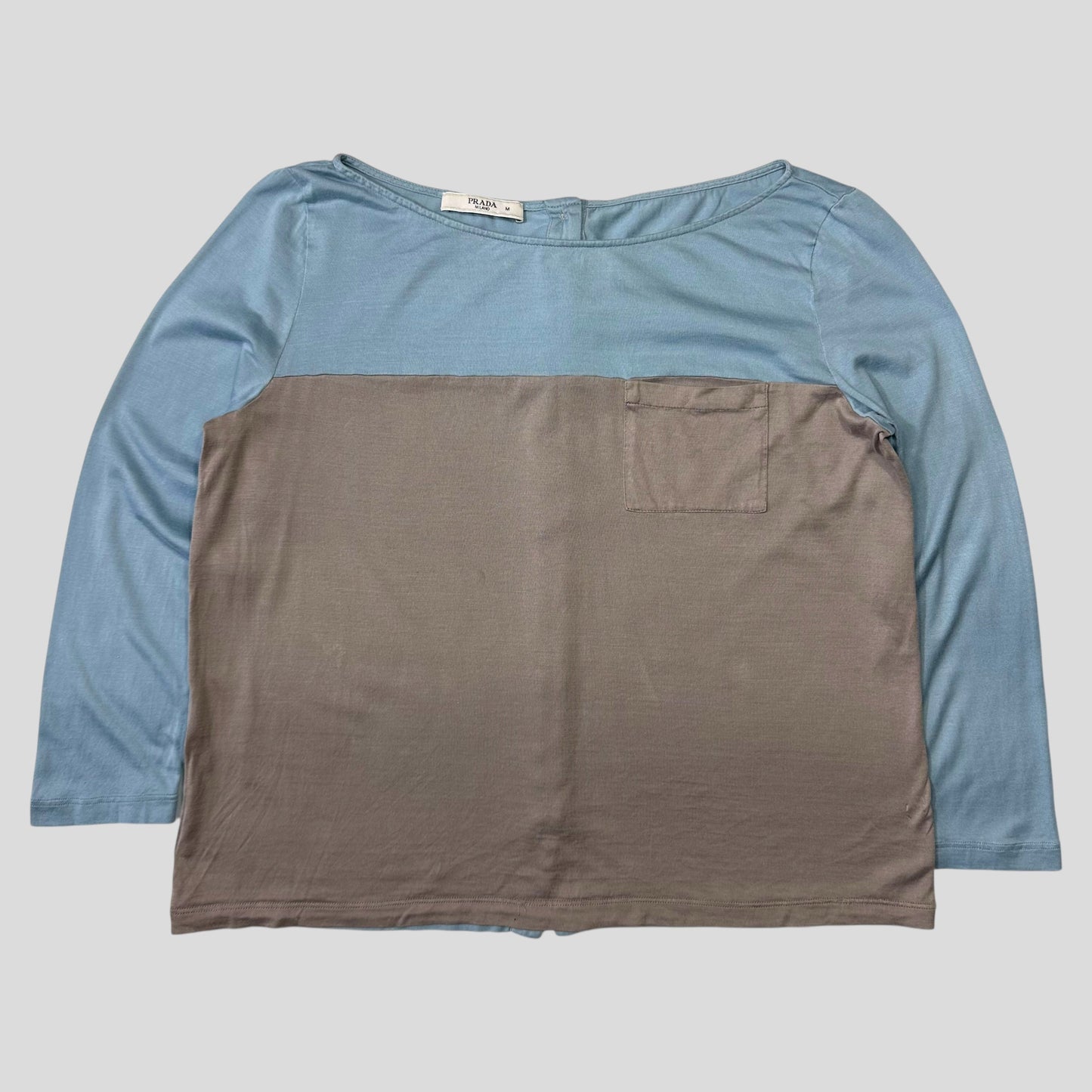 Prada 2015 Two-tone Buttoned Dixie Blo  Top - M