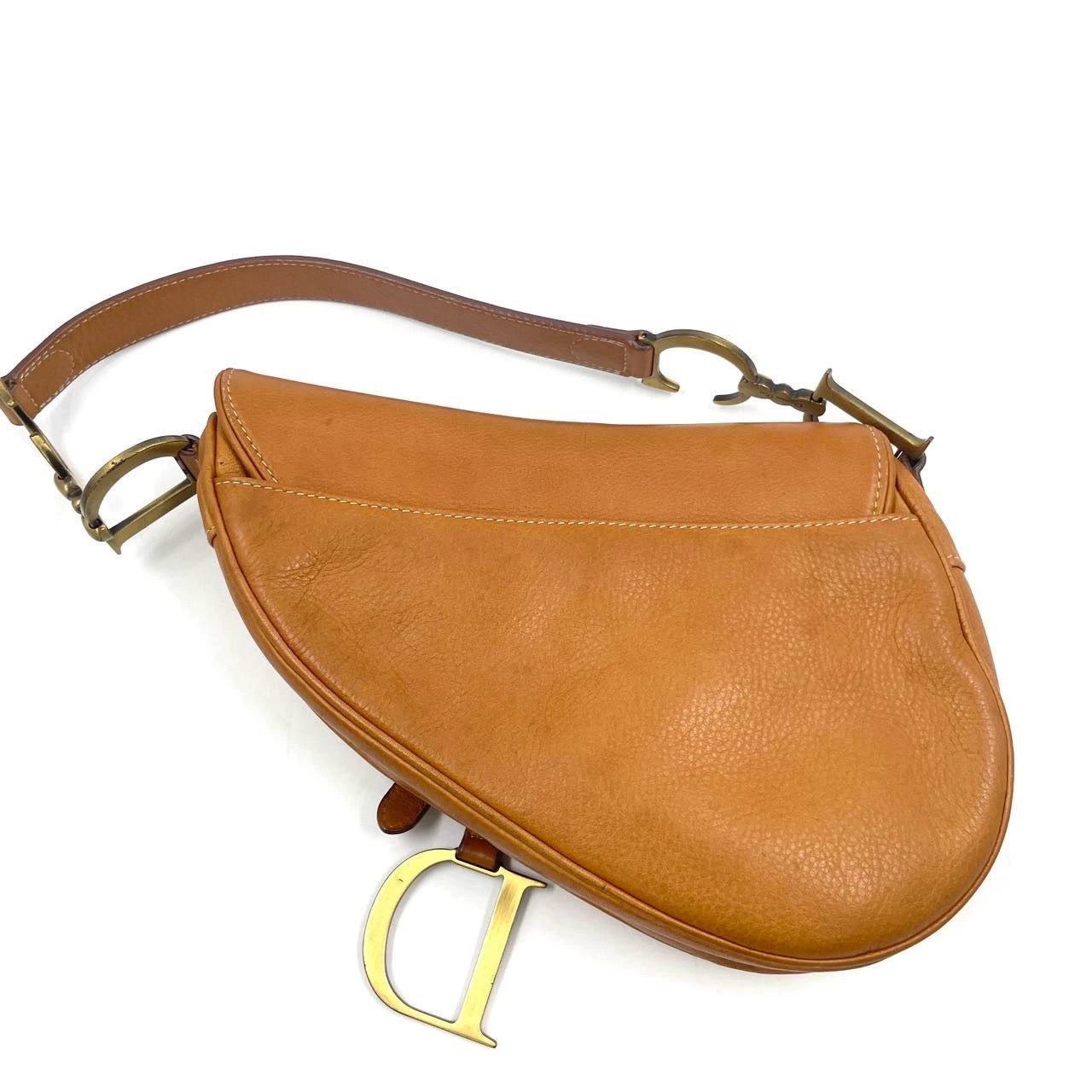 Dior Saddle   Tan Brown Calfskin Leather Gold Hardware Shoulder Bag