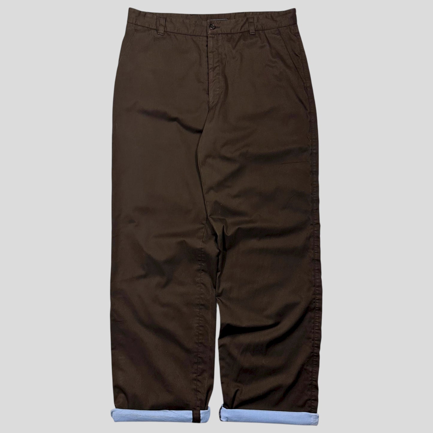 Prada AW00 Brown & Baby Blue Waxed Cotton Tro rs - IT52 (34)